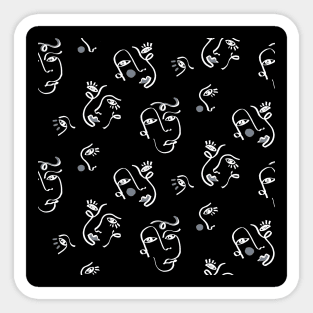 Black Abstract Faces Sticker